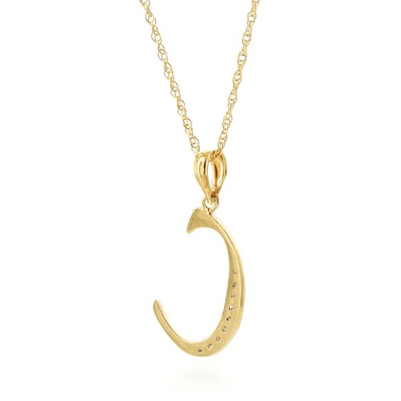 14k Gold Necklace Diamonds Initial "C" Pendant - Picture 4 of 8